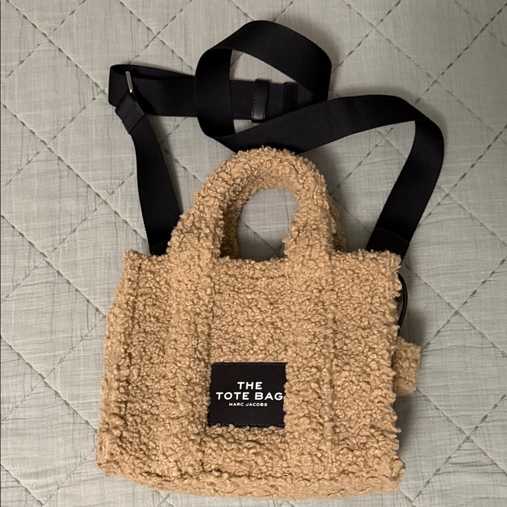 Marc Jacobs Beige Sherpa Tote with Black Strap